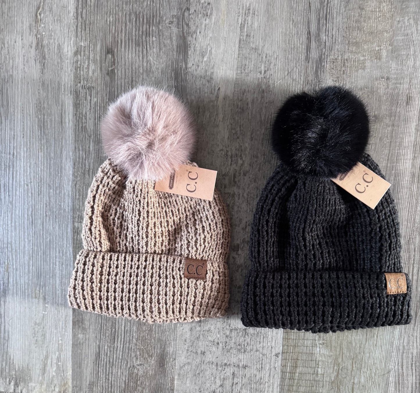 CC Beanies with Pom Poms