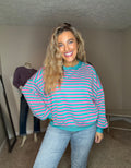 Teal & Pink Stripe Sweatshirt