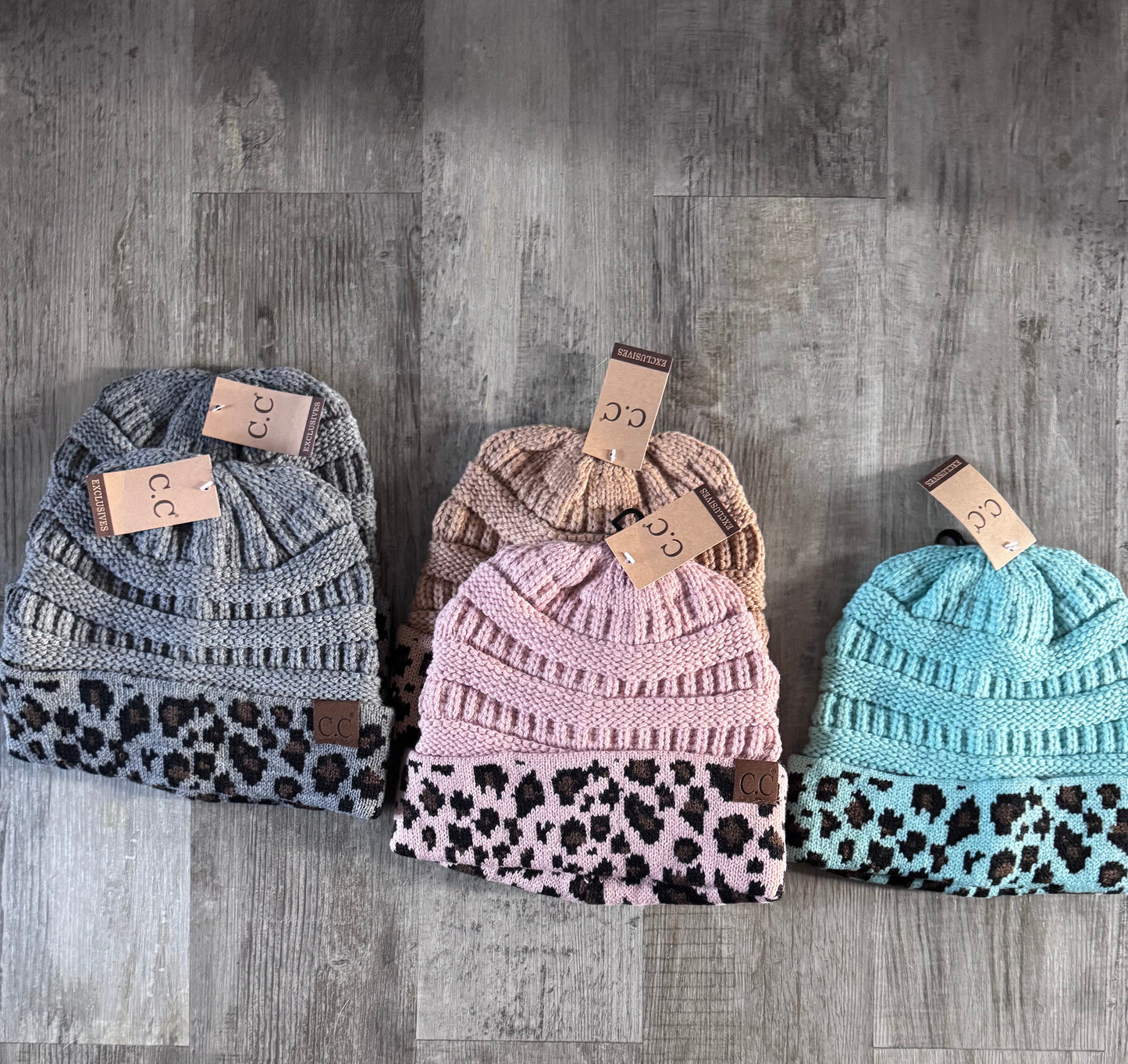 CC Leopard Cuff Beanies