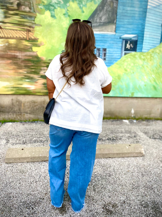 Jo HR Wide Leg Raw Hem Jeans