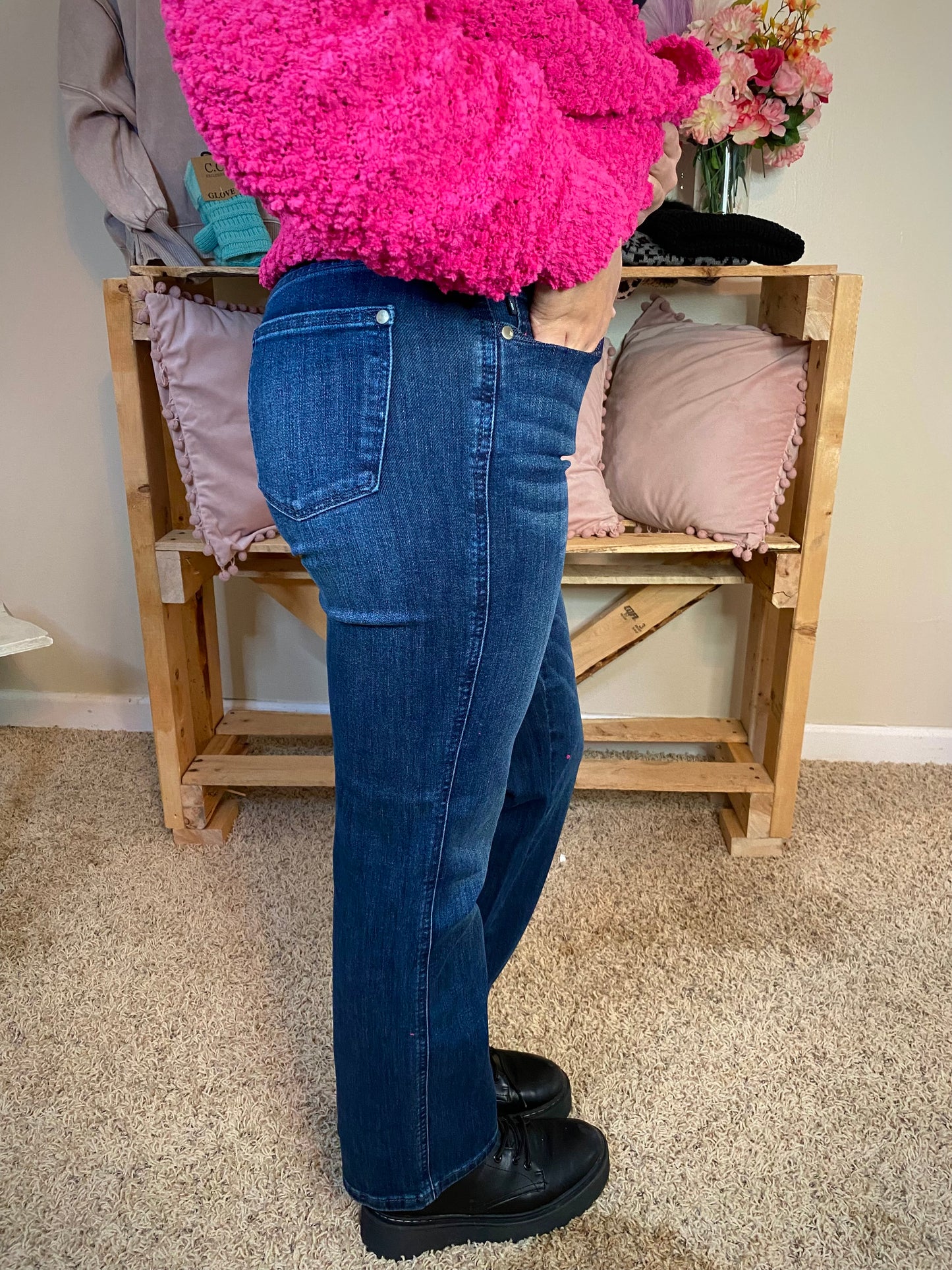 Judy Blue Petite Straight Jeans Mid Rise