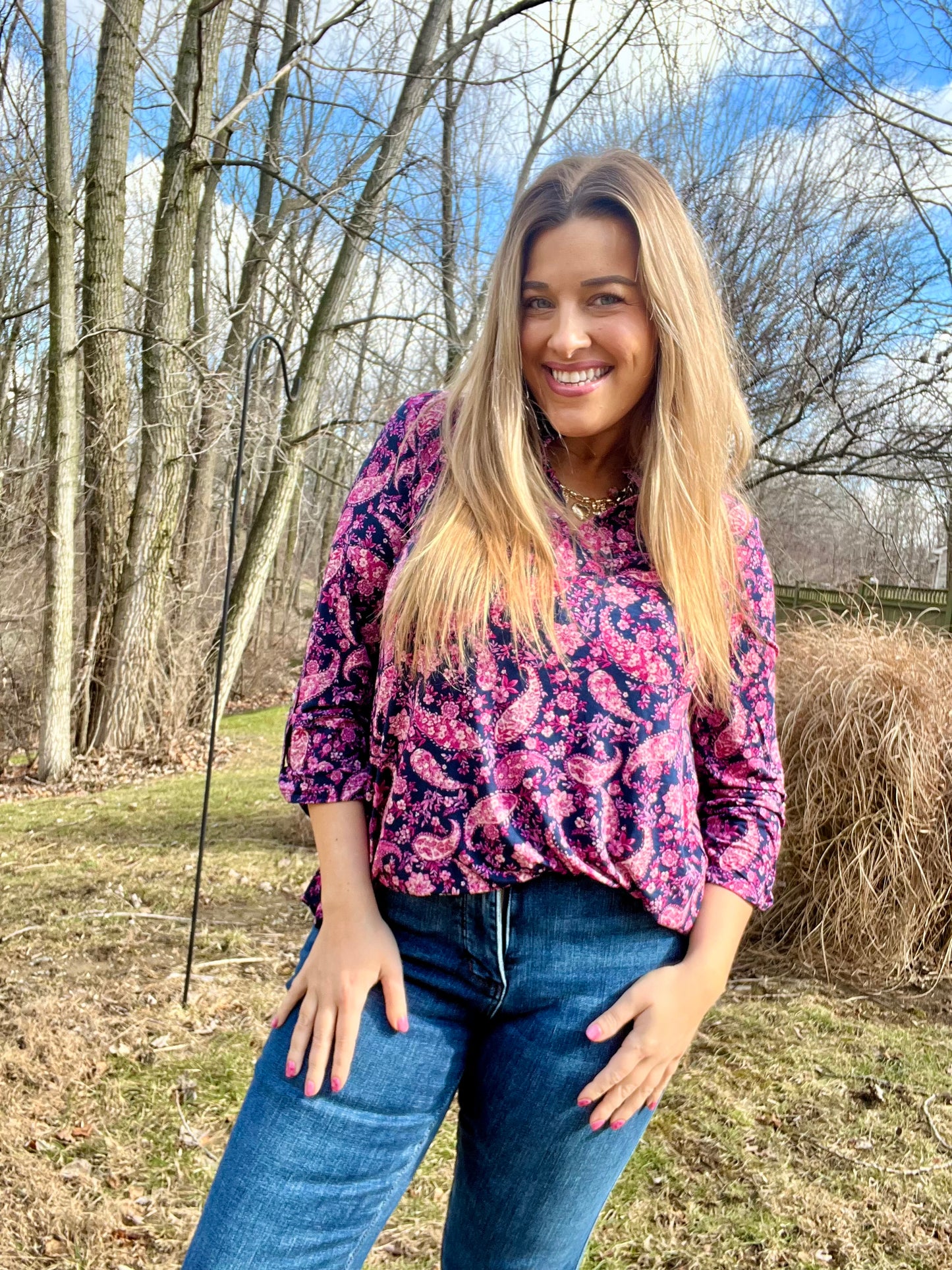 Fuscia Paisley Lizzy Top