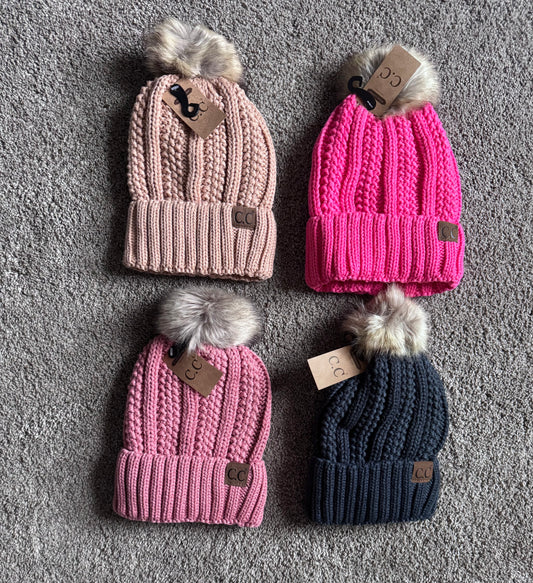 CC Beanies with Pom Poms