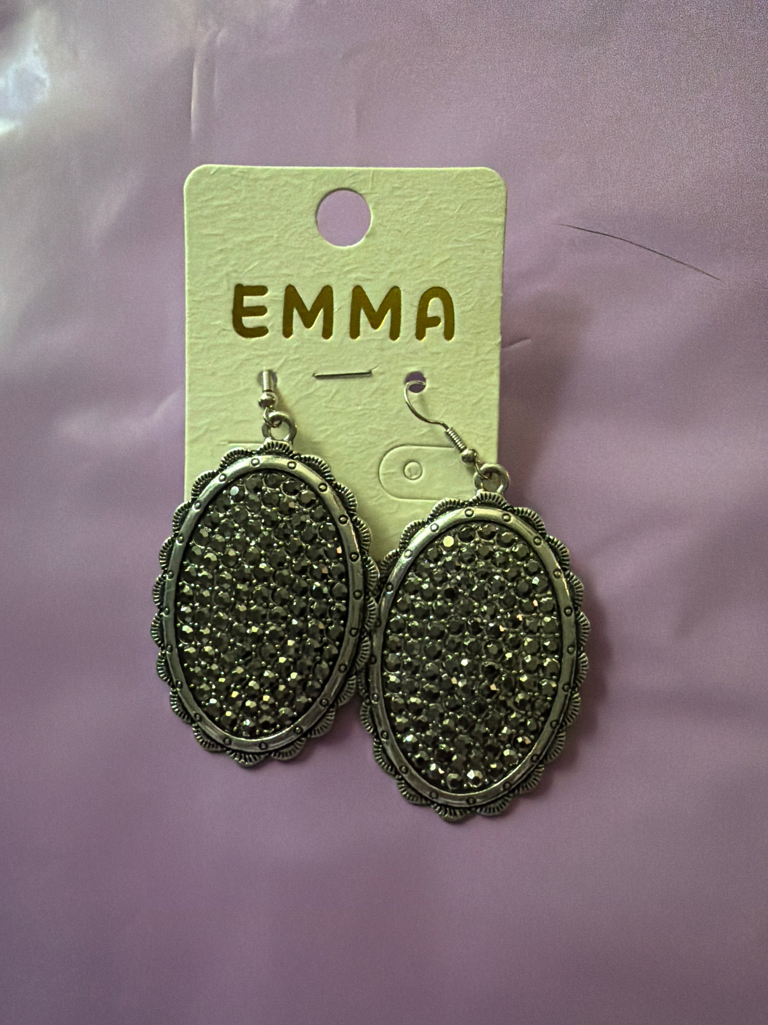 Emma Oval Rhinestone Drop Earrings