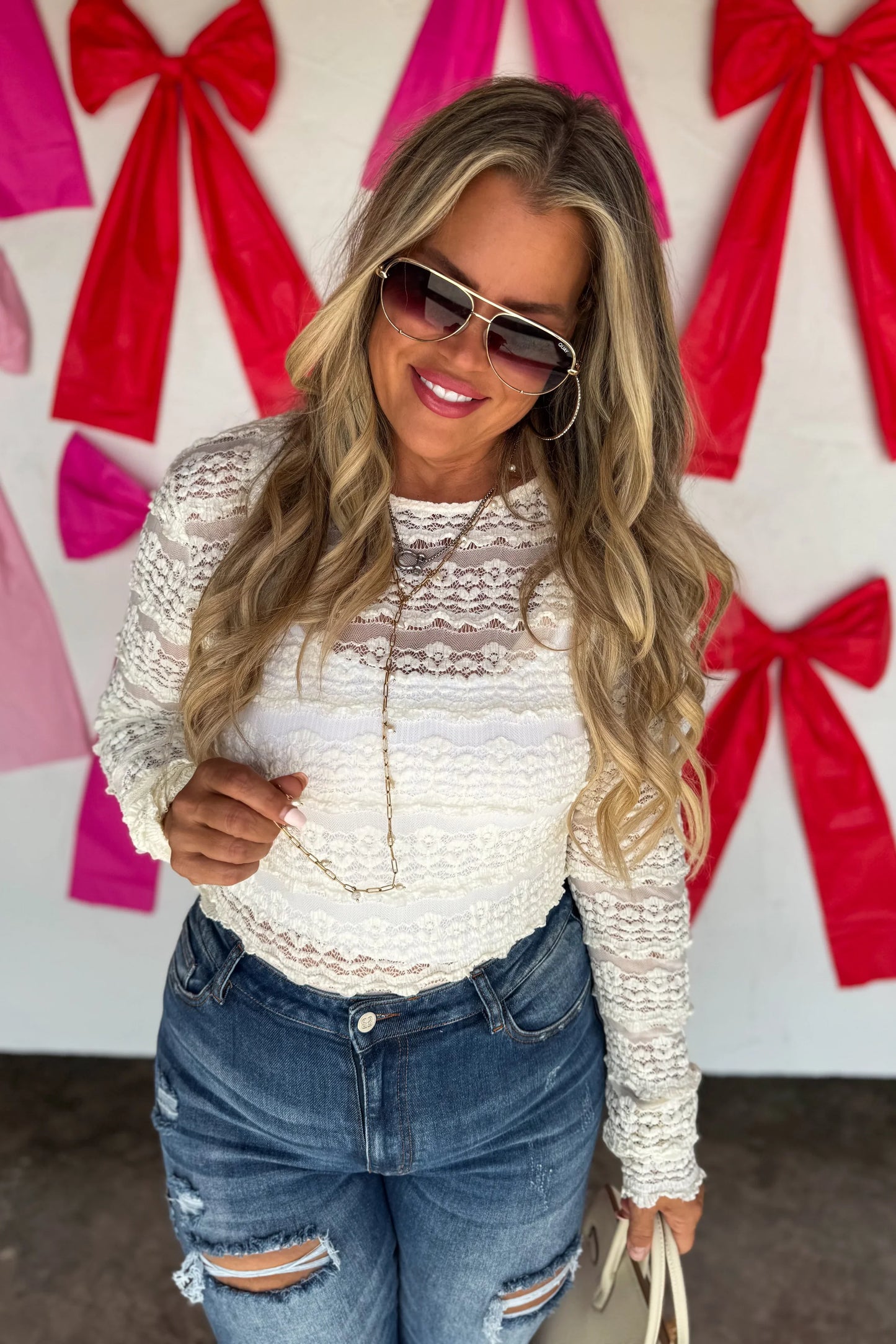 PREORDER: Long Sleeve Rosalie Lace Top