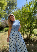 Blue Polka Dot Wide-Leg Pants