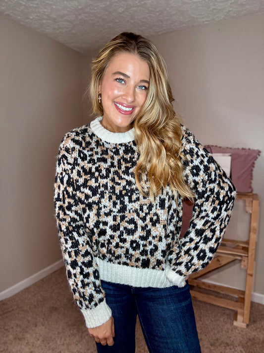 LEOPARD JACQUARD SWEATER