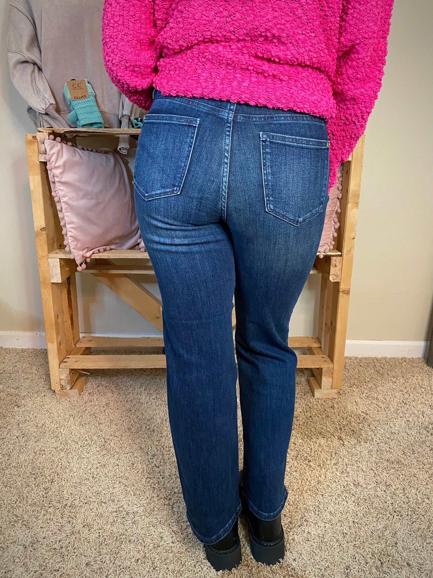 Judy Blue Petite Straight Jeans Mid Rise
