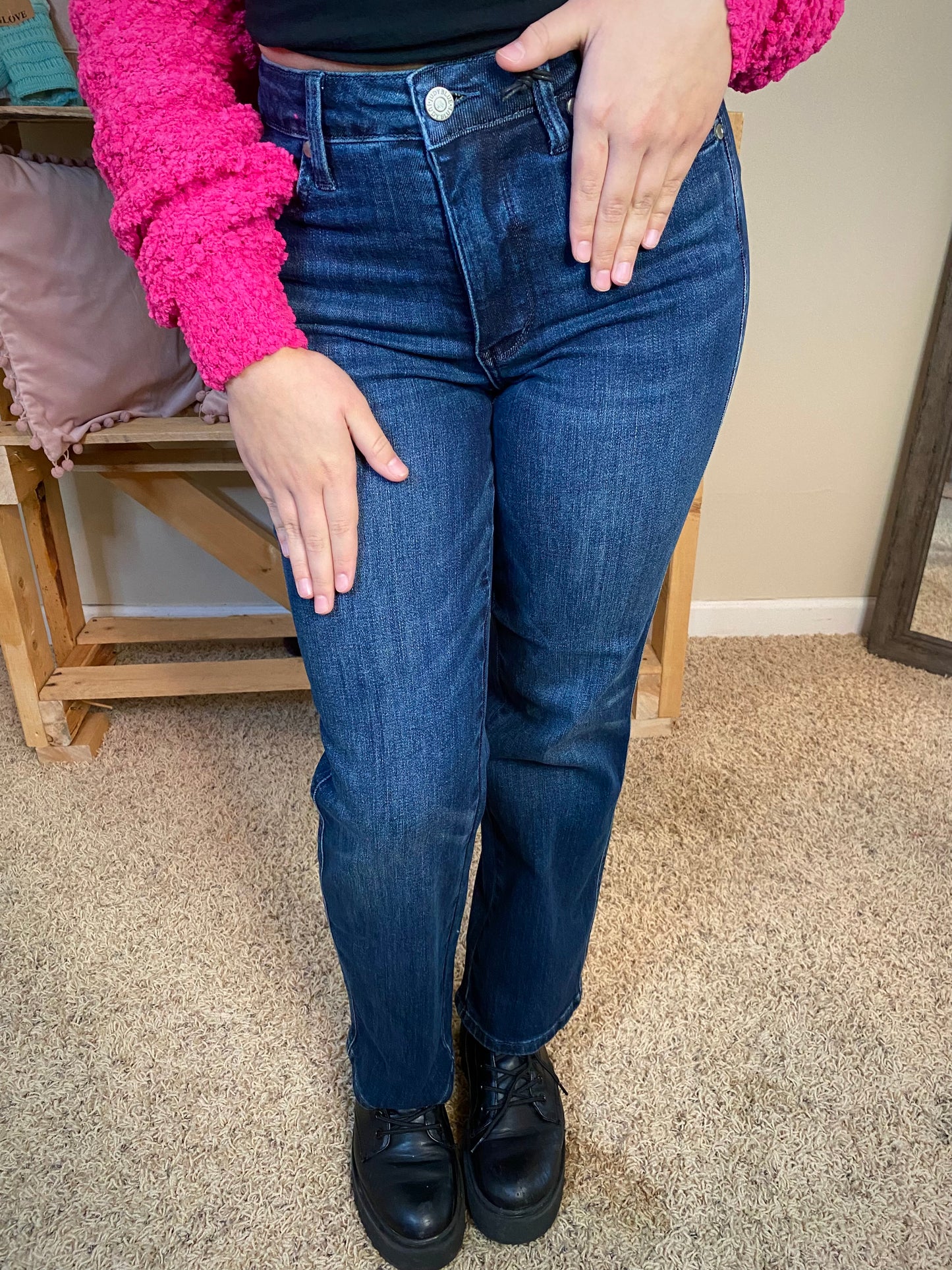 Judy Blue Petite Straight Jeans Mid Rise