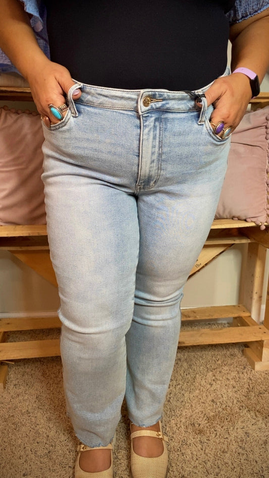 Judy Blue Kick Flares w/Raw Hem Mid Rise