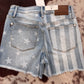 Judy Blue MR Star & Stripe Bleach Shorts