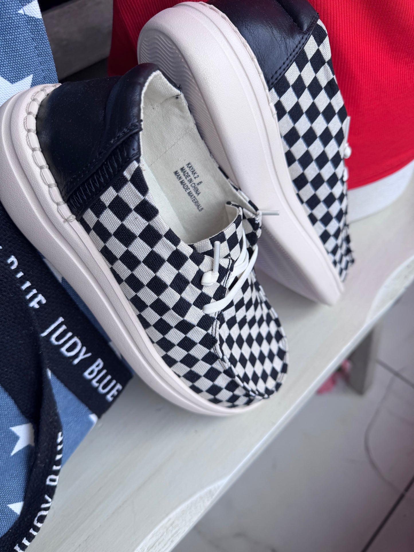 Corky’s Black and White Checkered Kayaks