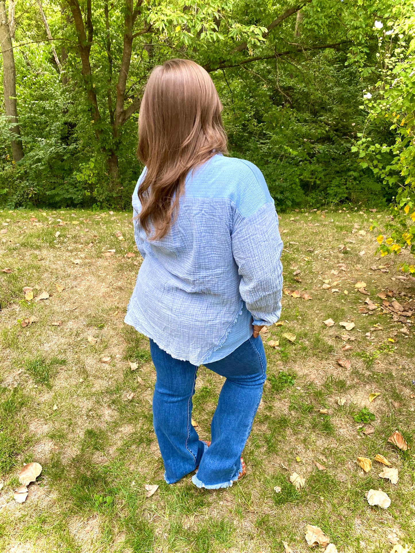 Denim Craze Mineral Washed Gauze Shacket