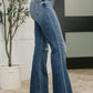 Marion Mid Rise Button Fly Flare with Destroy Fray Hem