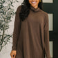 Travel Destination Cowl Neck Pullover in Chocolate