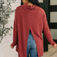 Travel Destination Cowl Neck Pullover in Wine