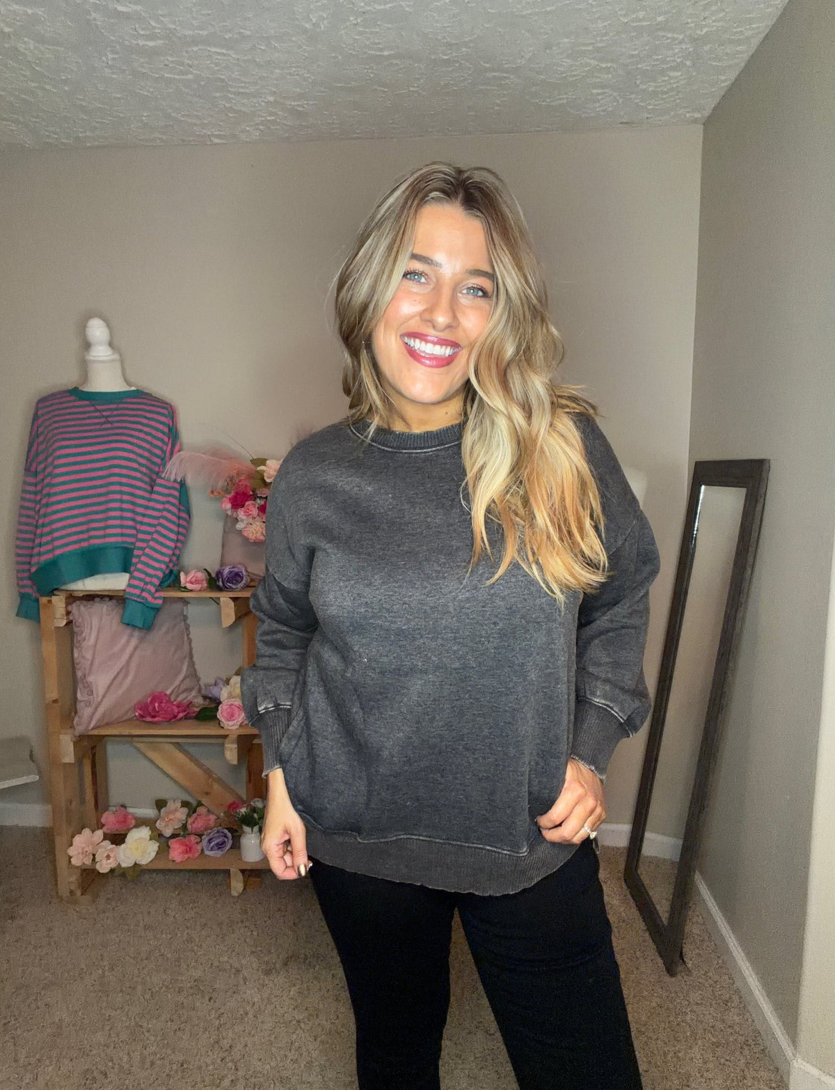 Acid Wash Sweatshirts with Pockets - TheRusticAttic