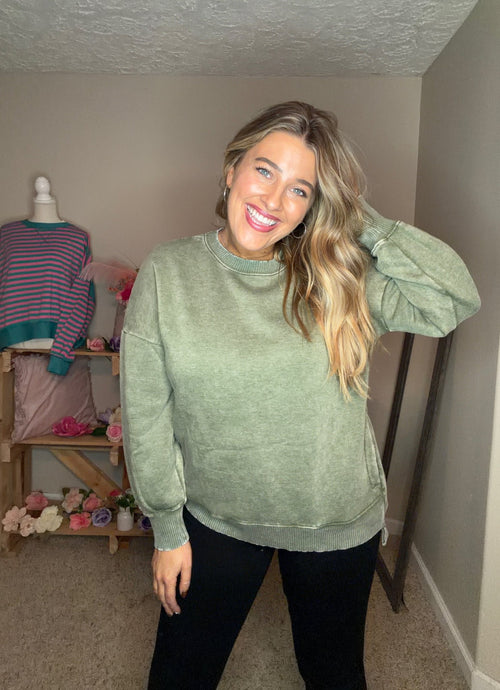 Acid Wash Sweatshirts with Pockets - TheRusticAttic