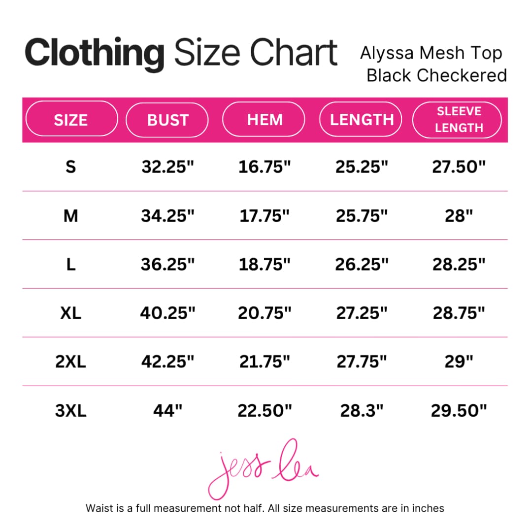 Alyssa Mesh Top- Black Checkered