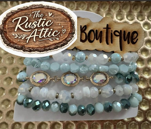 Aqua Dream Beaded Bracelet Stack - TheRusticAttic