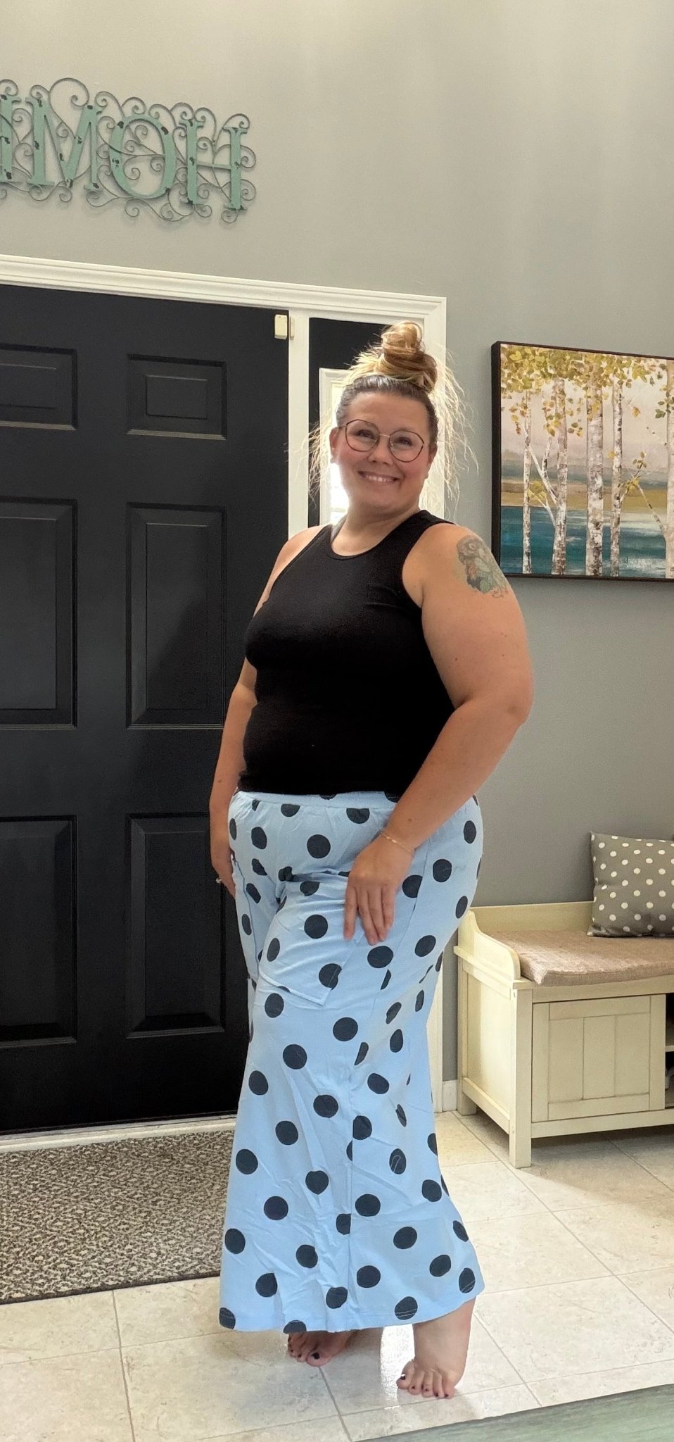 Blue Polka Dot Wide-Leg Pants - TheRusticAttic