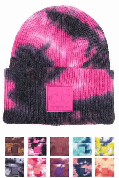 C.C Women's Tie Dye Beanie Hats With Rubber Patch - TheRusticAttic