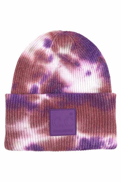 C.C Women's Tie Dye Beanie Hats With Rubber Patch - TheRusticAttic