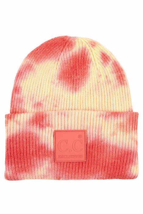 C.C Women's Tie Dye Beanie Hats With Rubber Patch - TheRusticAttic