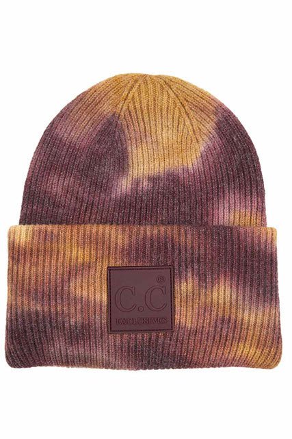 C.C Women's Tie Dye Beanie Hats With Rubber Patch - TheRusticAttic