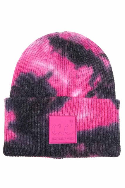 C.C Women's Tie Dye Beanie Hats With Rubber Patch - TheRusticAttic