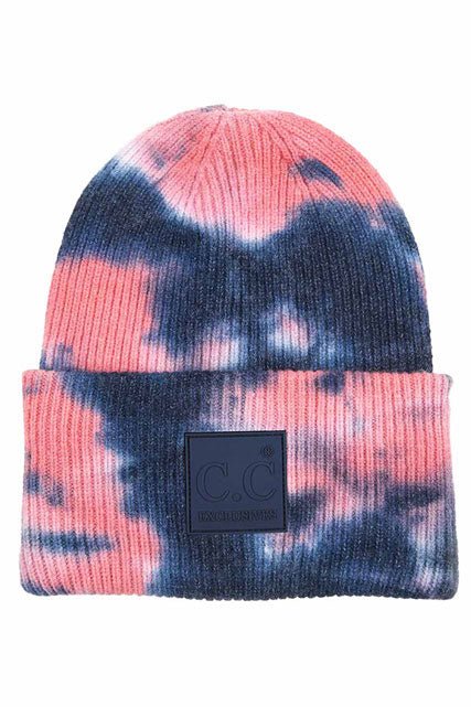 C.C Women's Tie Dye Beanie Hats With Rubber Patch - TheRusticAttic