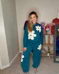 Floral Applique Drawstring Jogger Pants - TheRusticAttic
