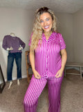Hot Pink Striped Jersey Knit Pajama Set - TheRusticAttic