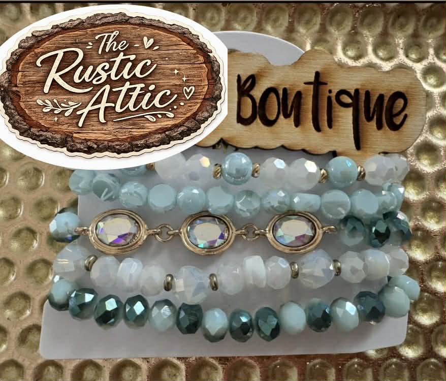 Aqua Dream Beaded Bracelet Stack