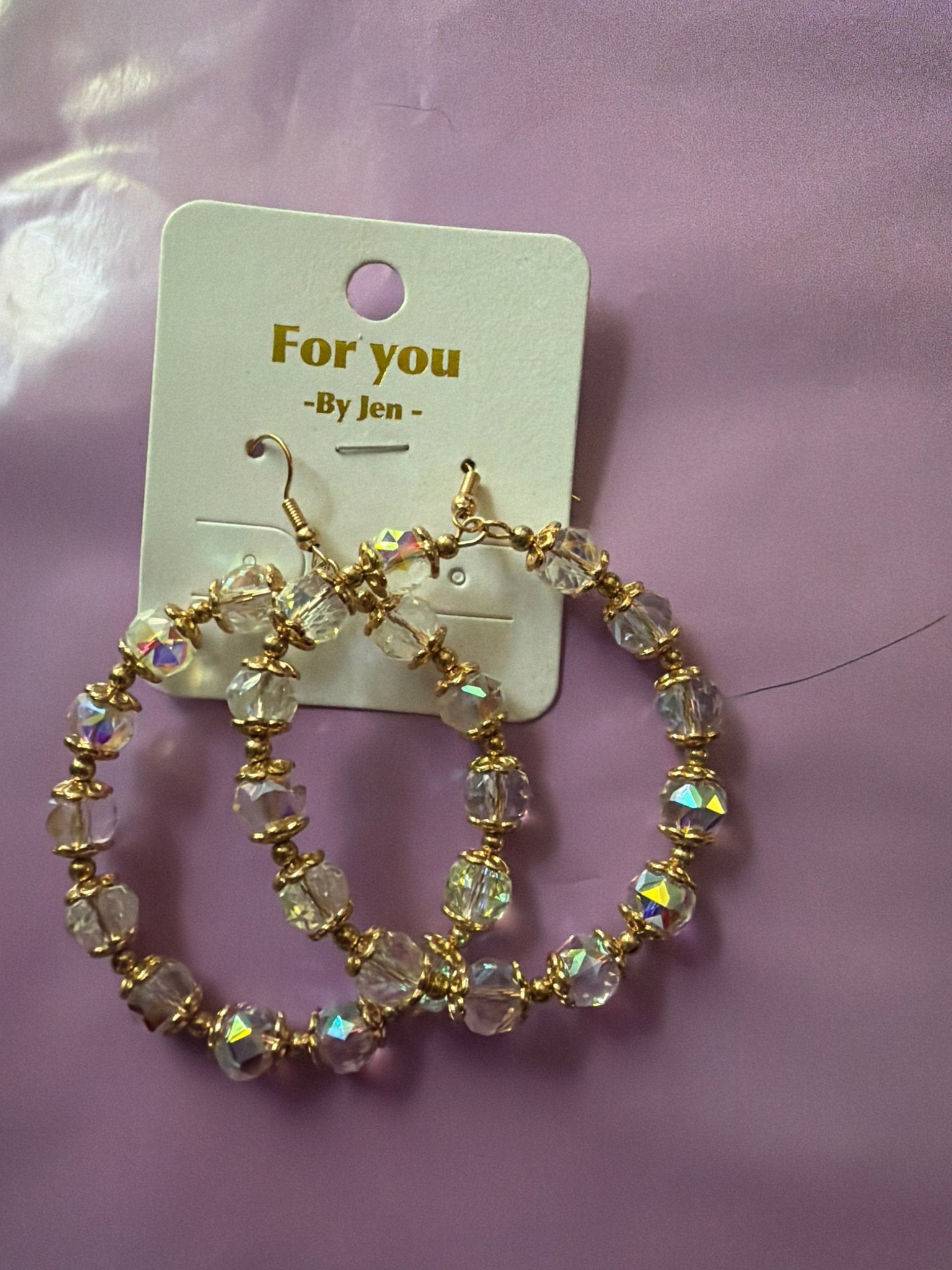 Jen Iridescent Crystal Beaded Hoop Earrings - TheRusticAttic
