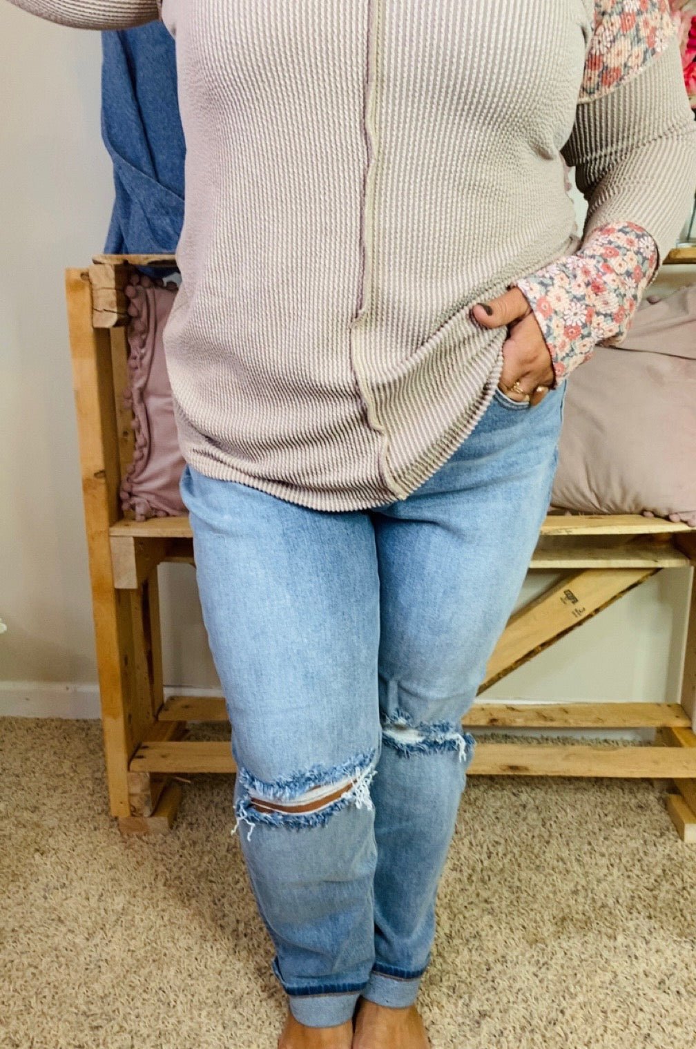 Judy Blue Boyfriend Distressed Jeans - TheRusticAttic