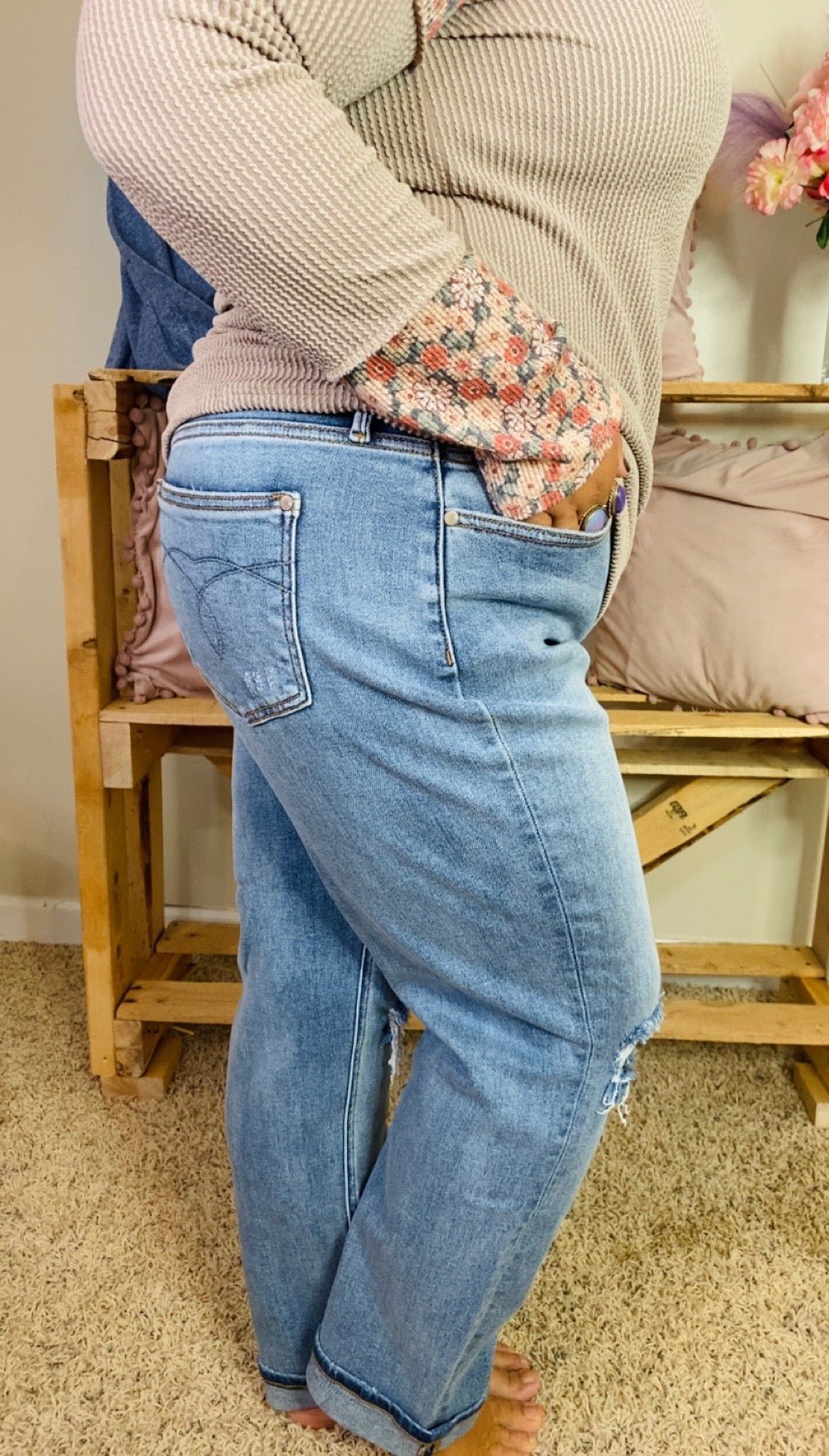 Judy Blue Boyfriend Distressed Jeans - TheRusticAttic