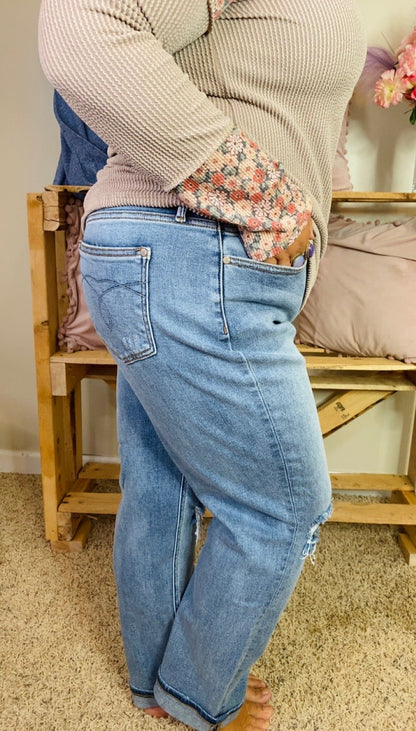 Judy Blue Boyfriend Distressed Jeans - TheRusticAttic