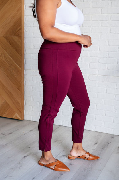 Magic Ankle Crop Skinny Pants in Wine - TheRusticAttic