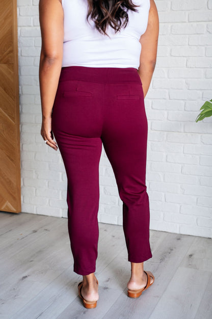 Magic Ankle Crop Skinny Pants in Wine - TheRusticAttic