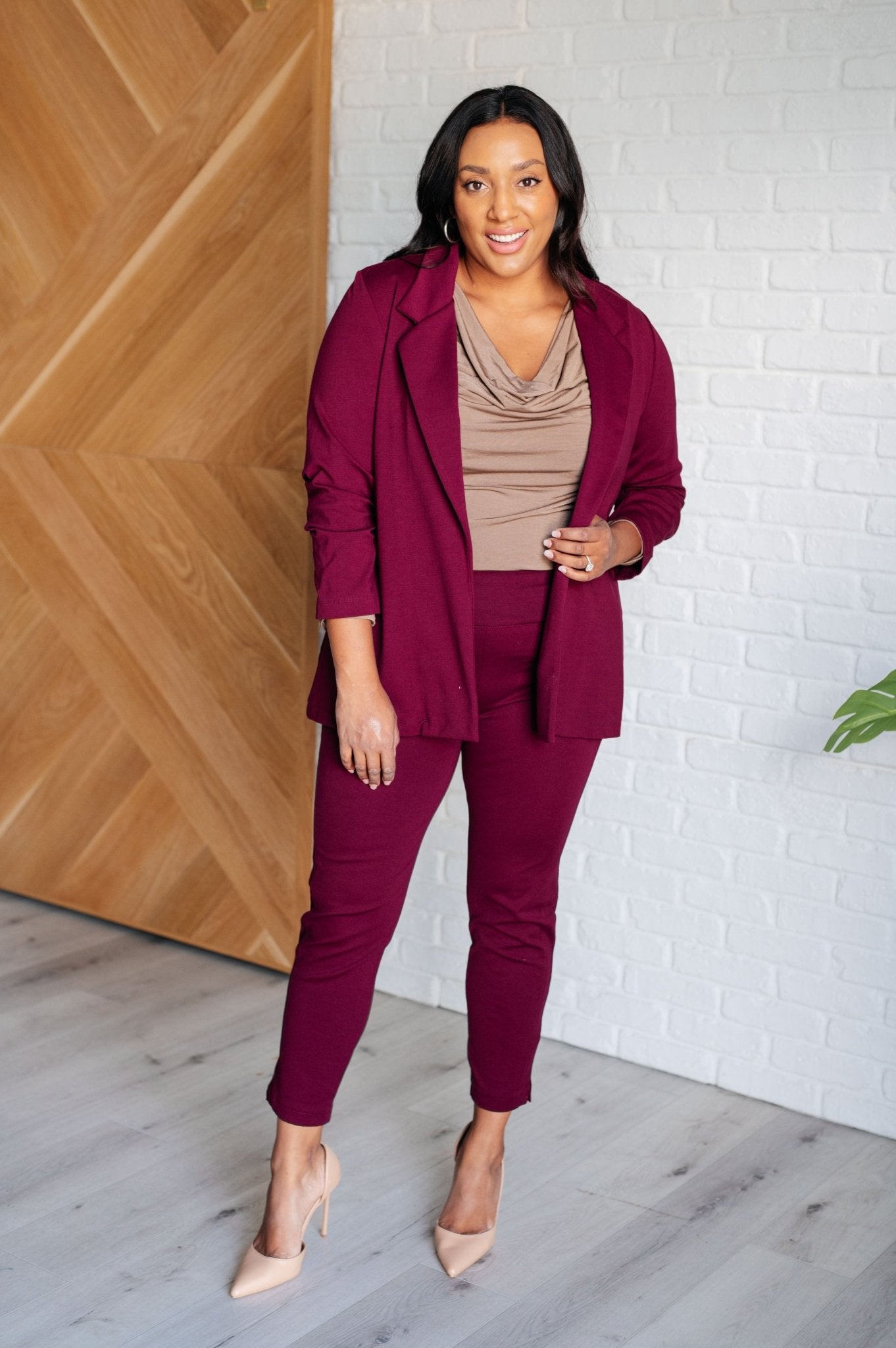 Magic Ankle Crop Skinny Pants in Wine - TheRusticAttic
