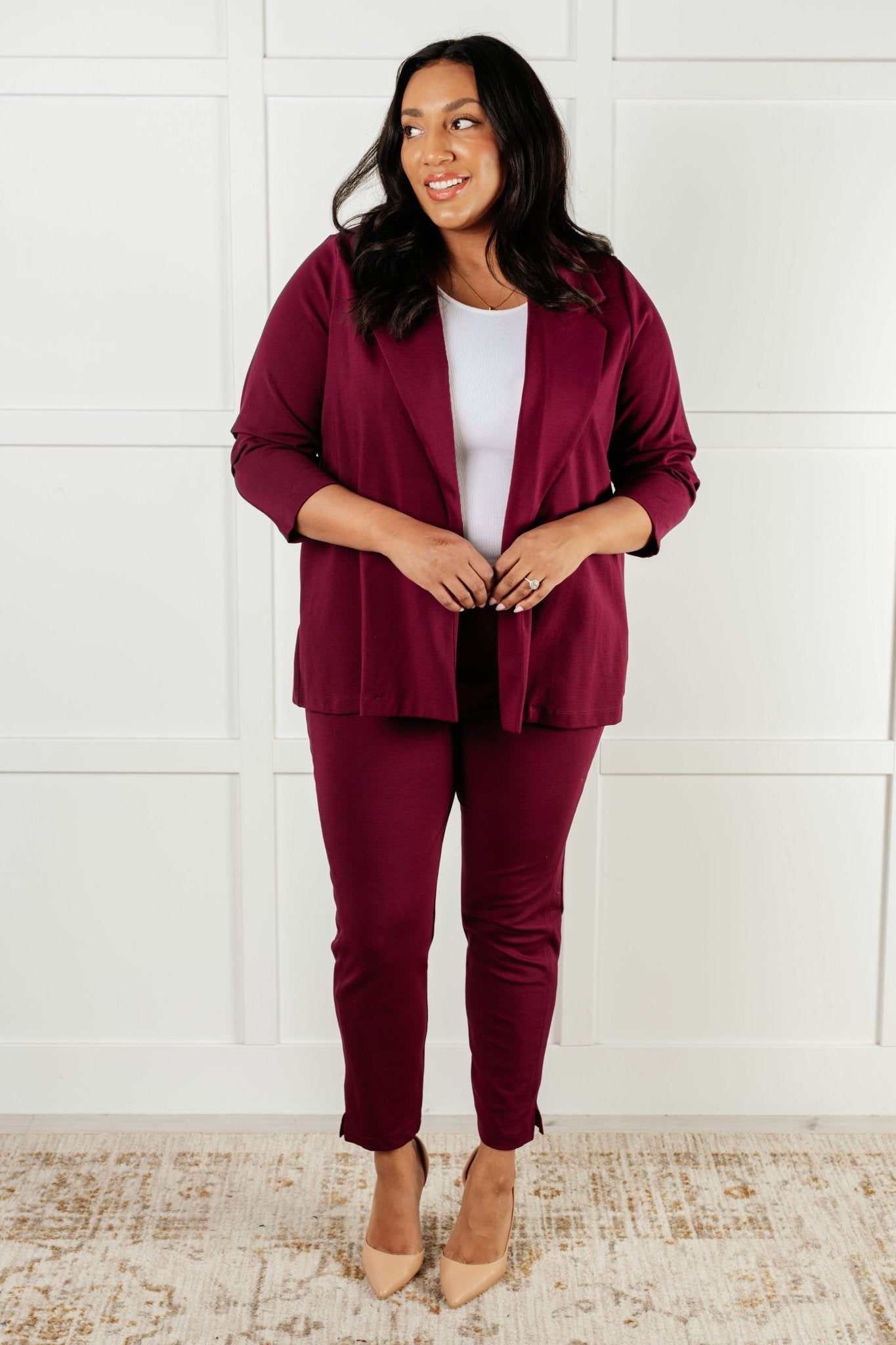 Magic Ankle Crop Skinny Pants in Wine - TheRusticAttic