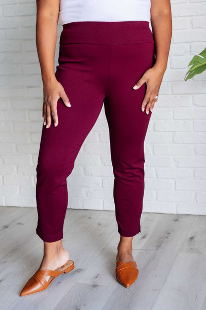 Magic Ankle Crop Skinny Pants in Wine - TheRusticAttic
