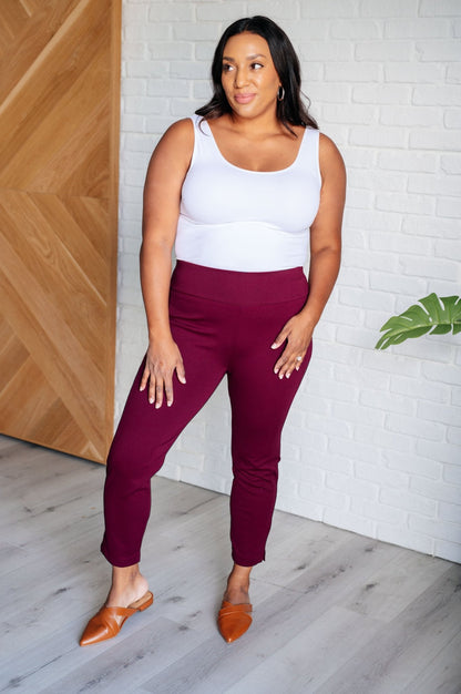 Magic Ankle Crop Skinny Pants in Wine - TheRusticAttic