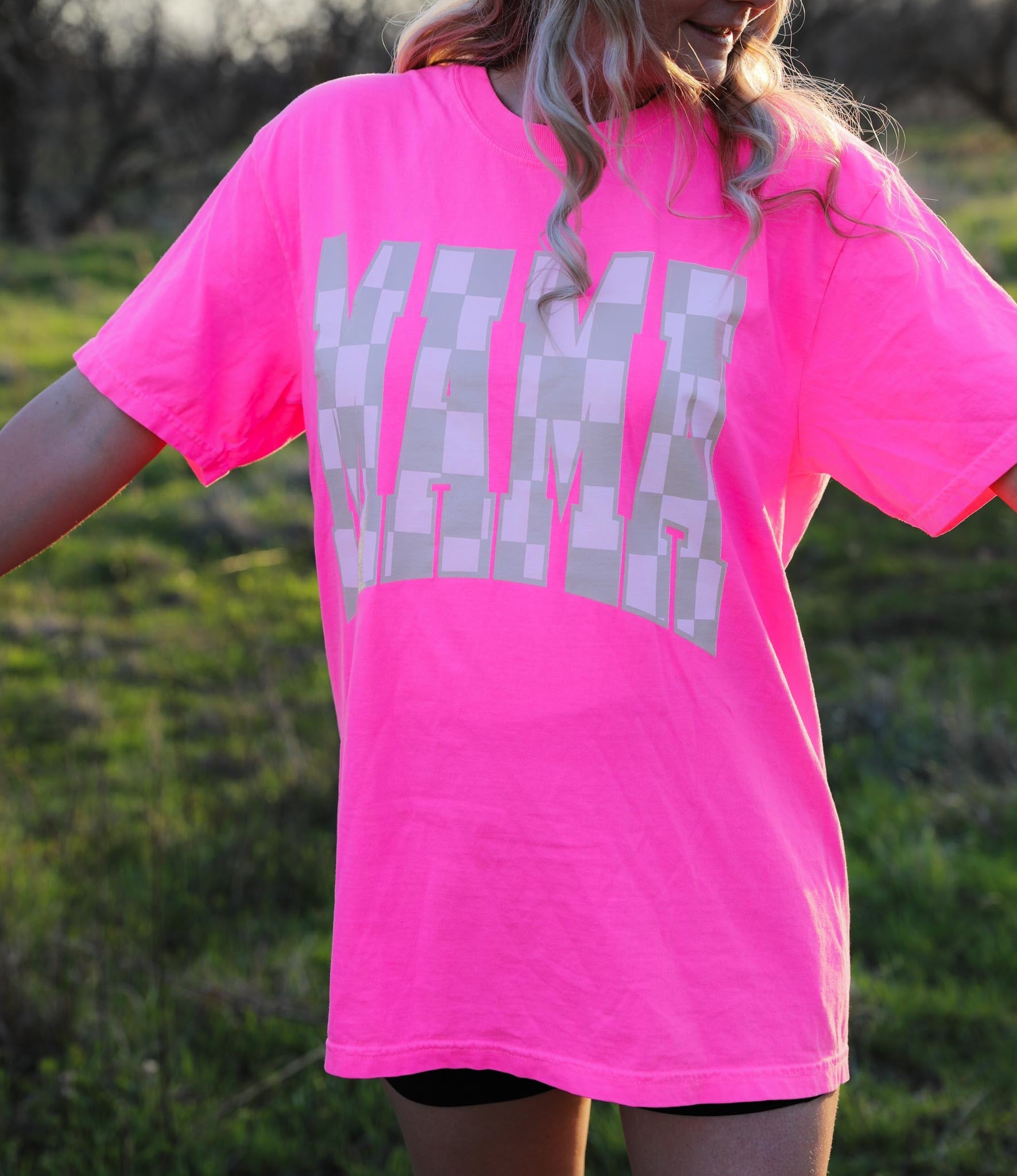 Mama Checkered Graphic Tee - TheRusticAttic