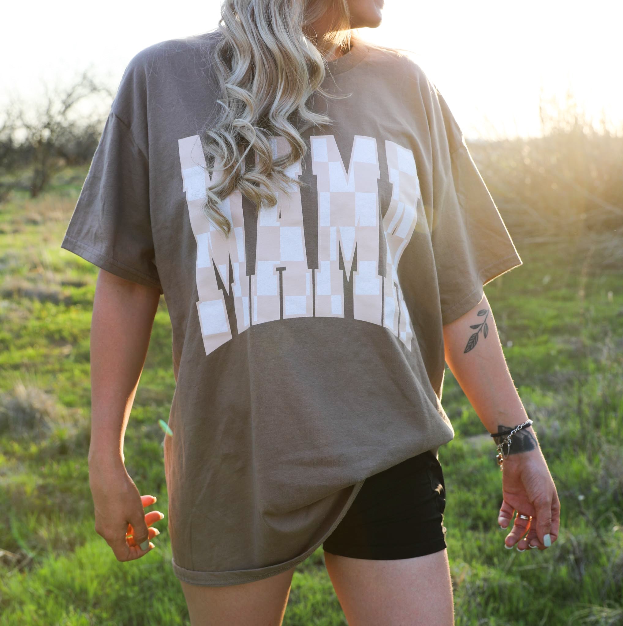 Mama Checkered Graphic Tee - TheRusticAttic