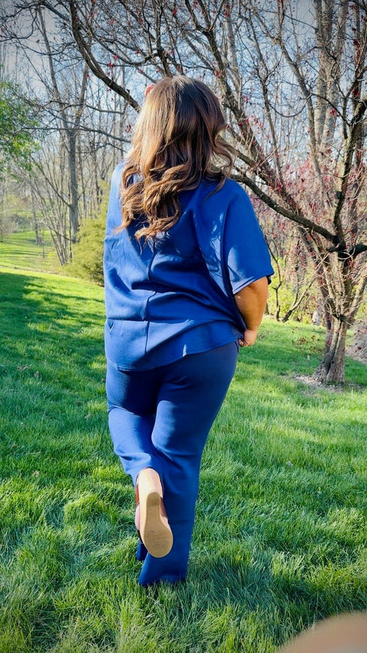 Navy Poncho Top & Bell Bottom (Curvy) - TheRusticAttic