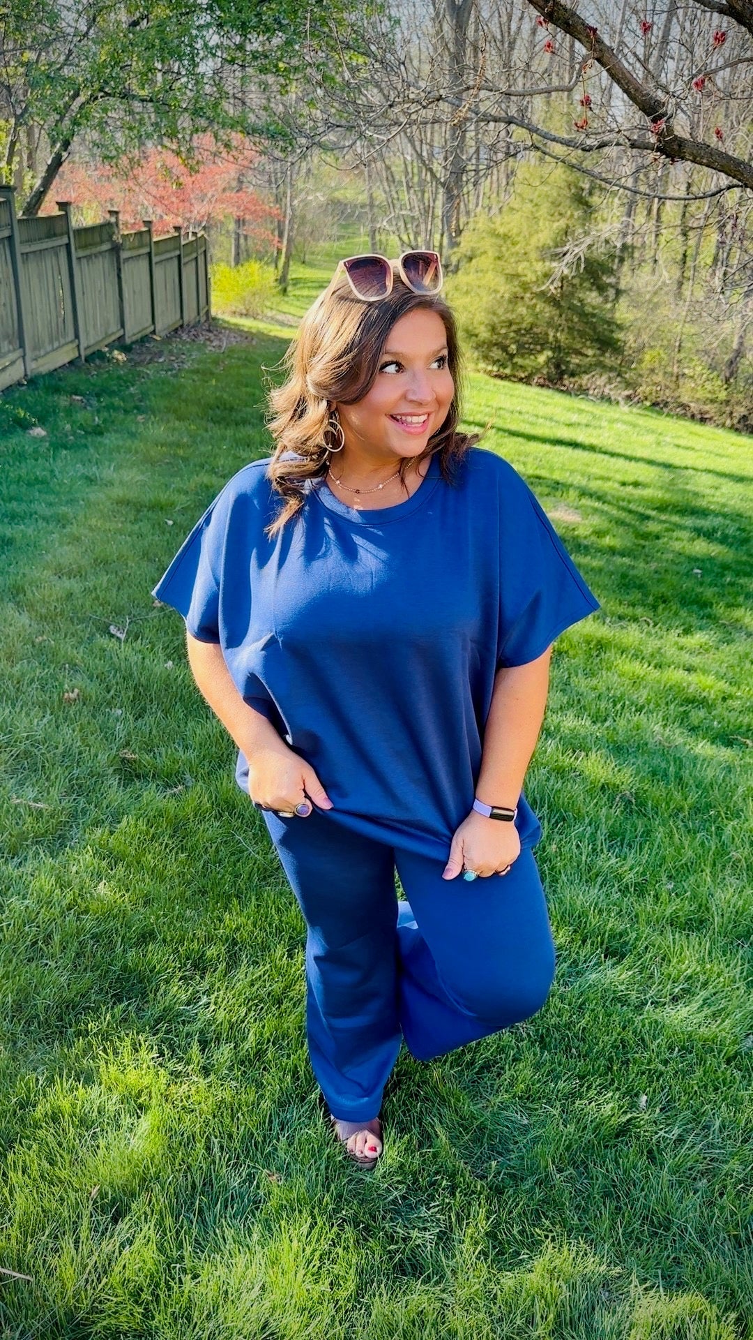 Navy Poncho Top & Bell Bottom (Curvy) - TheRusticAttic