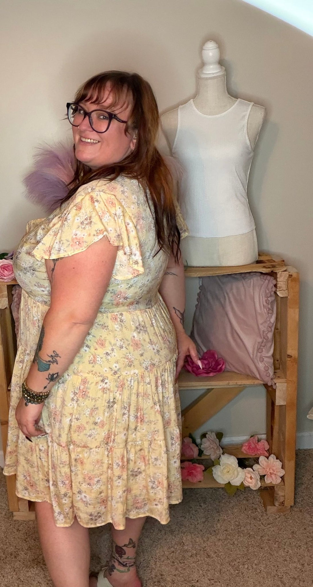 Pale Yellow Floral Button-Front Dress - TheRusticAttic