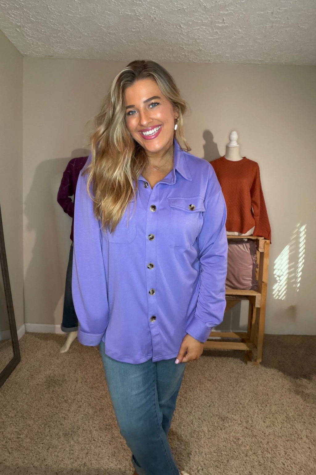 Purple Lightweight Shacket - TheRusticAttic